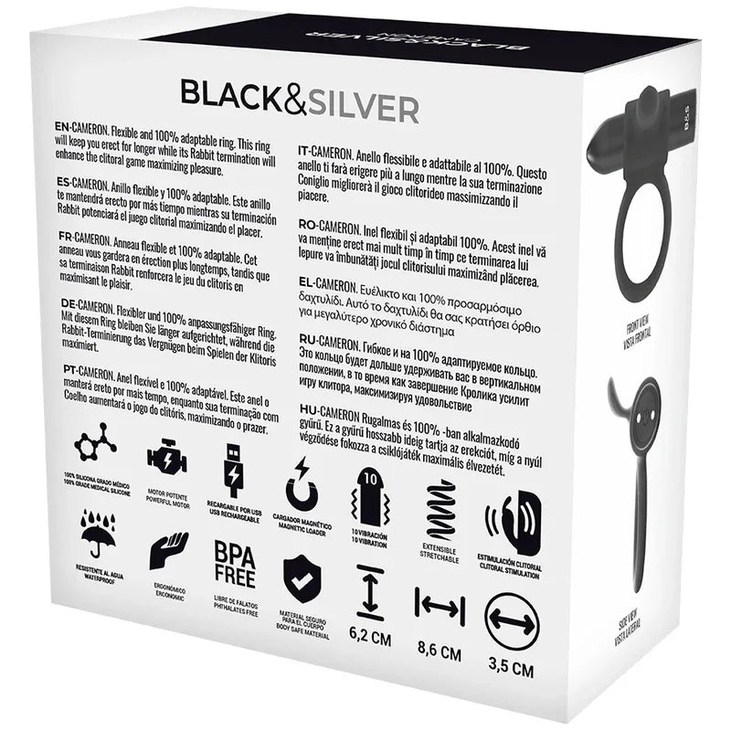BLACK&SILVER - COCKRING À TÉLÉCOMMANDE CAMERON WATCHME - Incandessens