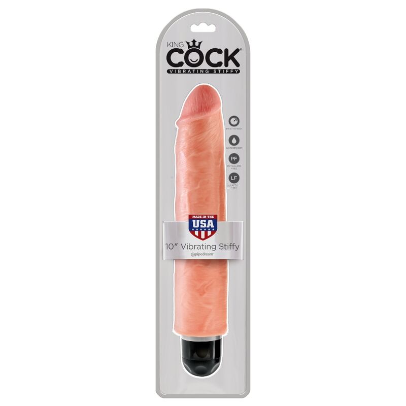 KING COCK - VIBRATEUR RIGIDE + MANCHON RÉALISTE 25.4 CM NATUREL
