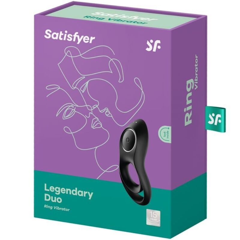 SATISFYER - ANNEAU VIBRANT LEGENDARY DUO DOUBLE PÉNIS TESTICULES 12 MODES COUPLE NOIR