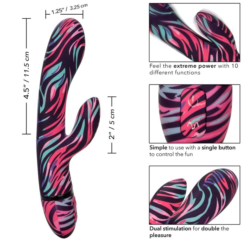 CALEXOTICS - VIBROMASSEUR DOUBLE STIMULATION POINT G & CLITORIS - 10 MODES USB