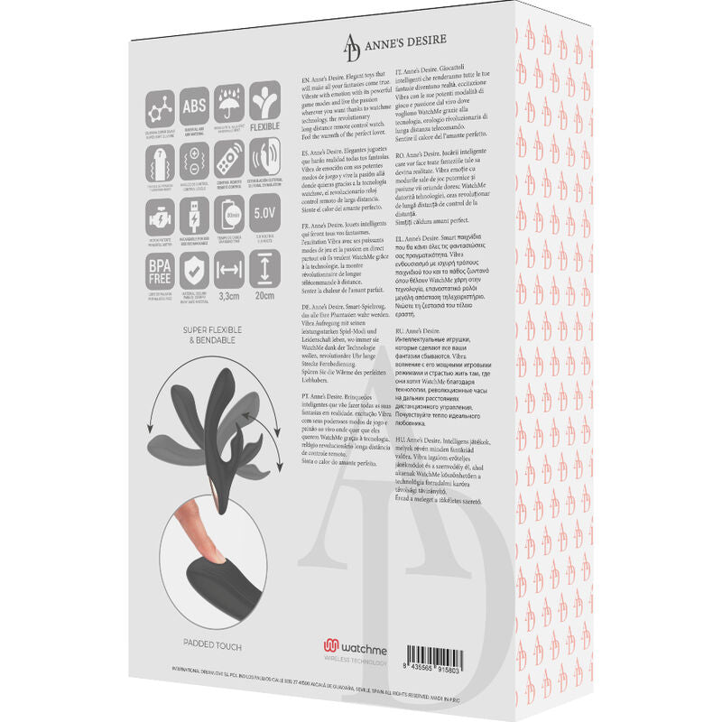 ANNE'S DESIRE - VIBROMASSEUR DOUBLE STIMULATION CONNECTE TECHNOLOGIE WATCHME NOIR/OR