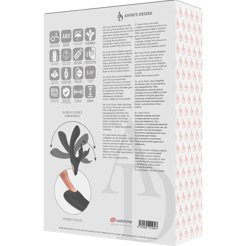 ANNE'S DESIRE - VIBROMASSEUR DOUBLE STIMULATION CONNECTE TECHNOLOGIE WATCHME NOIR/OR - Incandessens