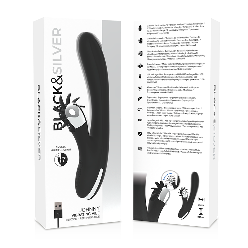 BLACK&SILVER - VIBROMASSEUR JOHNNY VIBRATING VIBE EN SILICONE