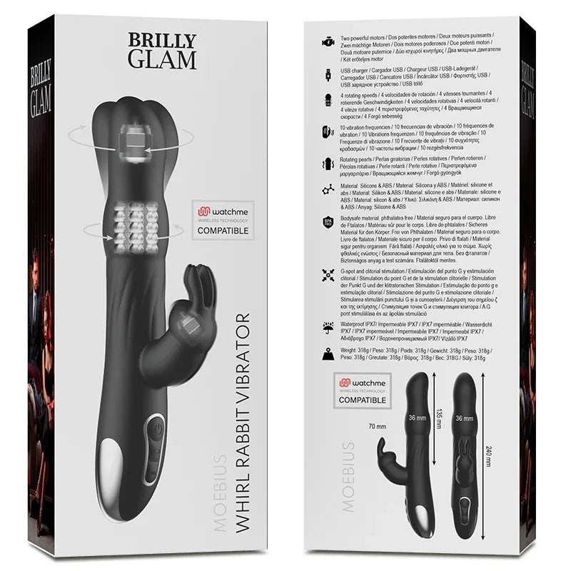BRILLY GLAM - VIBRATEUR ET ROTATEUR BRILLY GLAM MOEBIUS RABBIT COMPATIBLE AVEC LA TECHNOLOGIE SANS FIL WATCHME - Incandessens