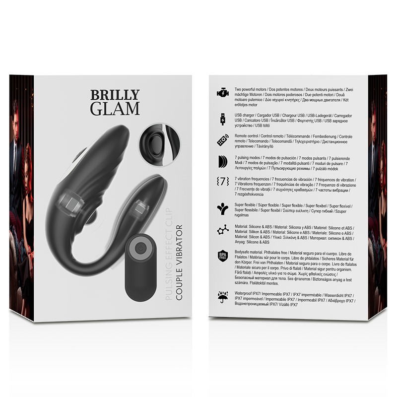 BRILLY GLAM - STIMULATEUR COUPLE TÉLÉCOMMANDE À IMPULSIONS ET VIBRANT