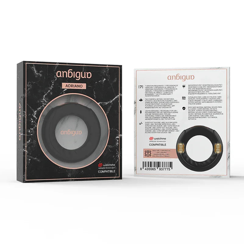 ANBIGUO - ANNEAU VIBRANT ADRIANO COMPATIBLE AVEC LA TECHNOLOGIE SANS FIL WATCHME - Incandessens