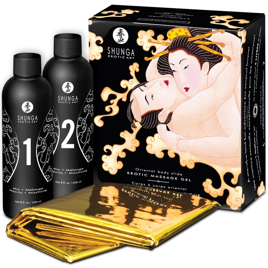 SHUNGA - KIT GEL DE MASSAGE ÉROTIQUE MELON MANGUE ORIENTAL