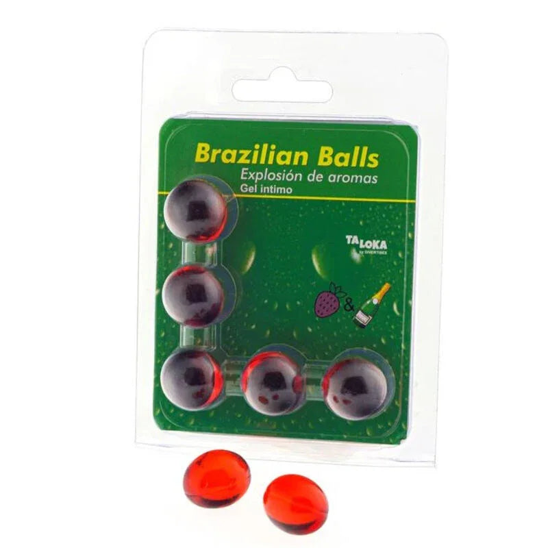 TALOKA - 5 BOULES BRÉSILIENNES GEL INTIME FRAISES & CHAMPAGNE - Incandessens