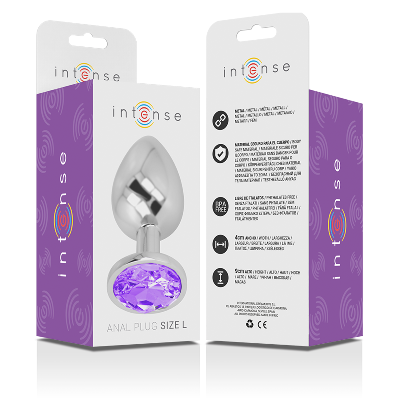 INTENSE PLUG ANAL MÉTAL ALUMINIUM CRISTAL VIOLET TAILLE L BIJOU LUXE 175G