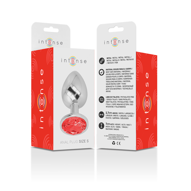 INTENSE PLUG ANAL MÉTAL ALUMINIUM CRISTAL ROUGE TAILLE S BIJOU LUXE WATERPROOF