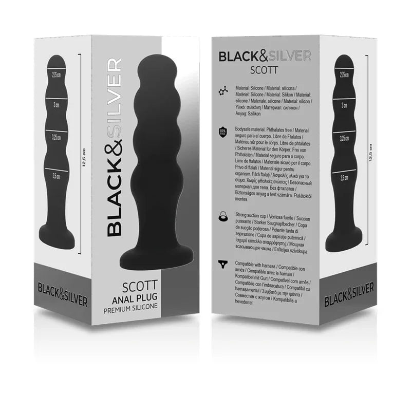 BLACK&SILVER - PLUG ANAL EN SILICONE SCOTT PREMIUM NOIR - Incandessens