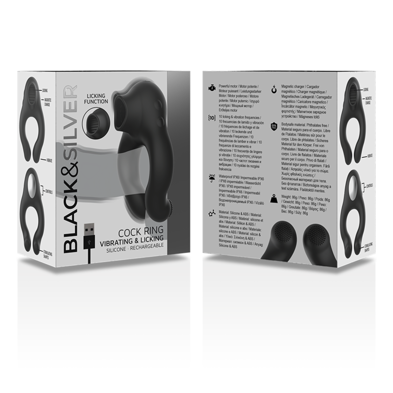 BLACK&SILVER - ANNEAU VIBRANT SILICONE STIMULANT LE CLITORIS