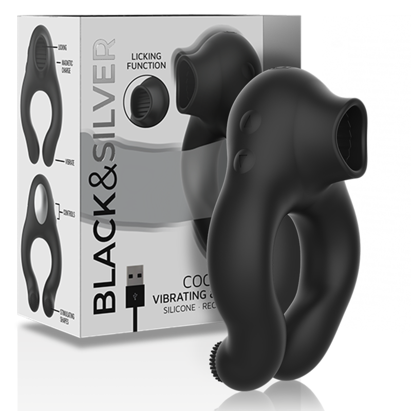 BLACK&SILVER - ANNEAU VIBRANT SILICONE STIMULANT LE CLITORIS