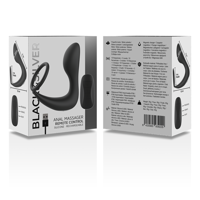 BLACK&SILVER - MASSEUR PROSTATIQUE ANAL RECHARGEABLE SILICONE NOIR