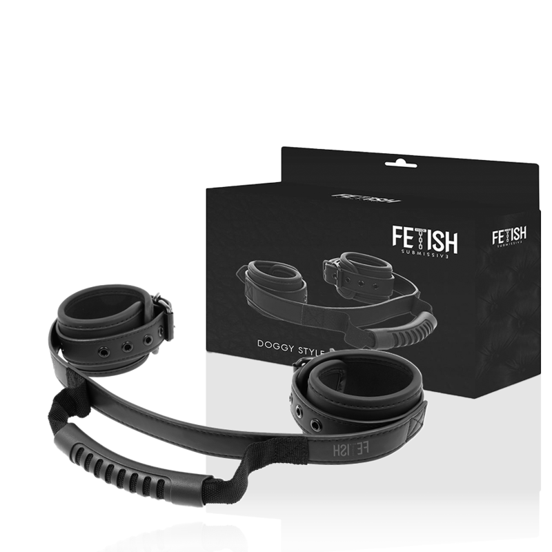 FETISH SUBMISSIVE - MENOTTES DOUBLURE NEOPRÈNE AVEC POIGNÉE