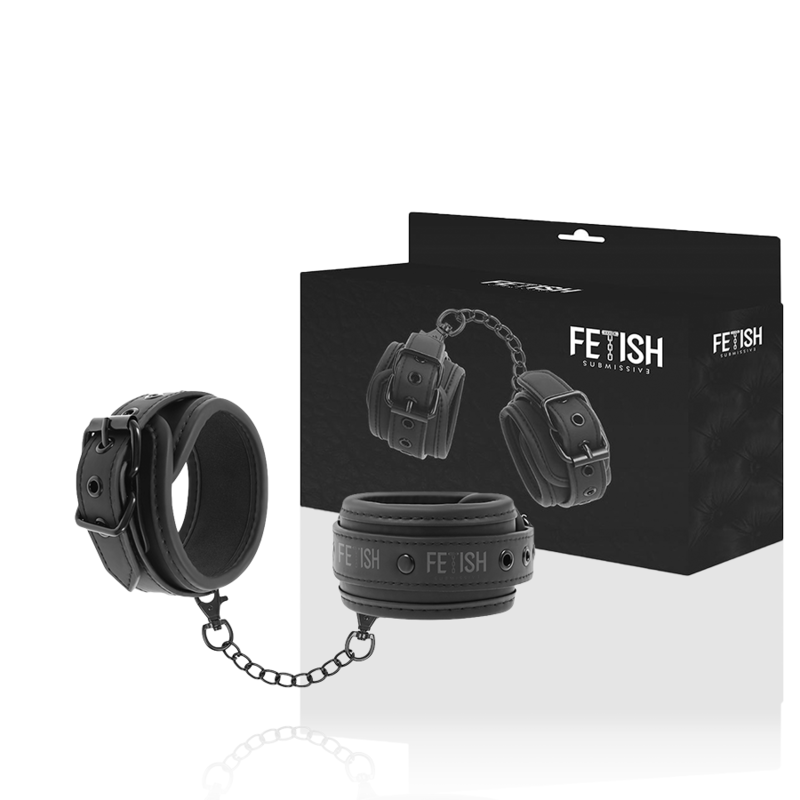 FETISH SUBMISSIVE - MENOTTES EN CUIR VÉGÉTALIEN AVEC DOUBLURE EN NEOPRÈNE