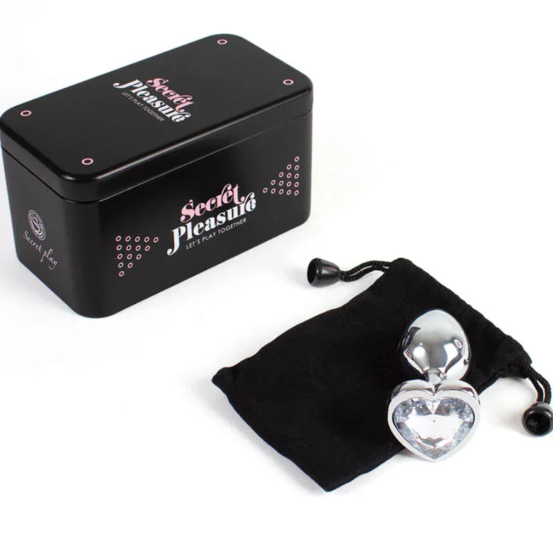 SECRETPLAY - PLUG ANAL EN MÉTAL COEUR CRISTAL CLAIR PETITE TAILLE 7 CM - Incandessens