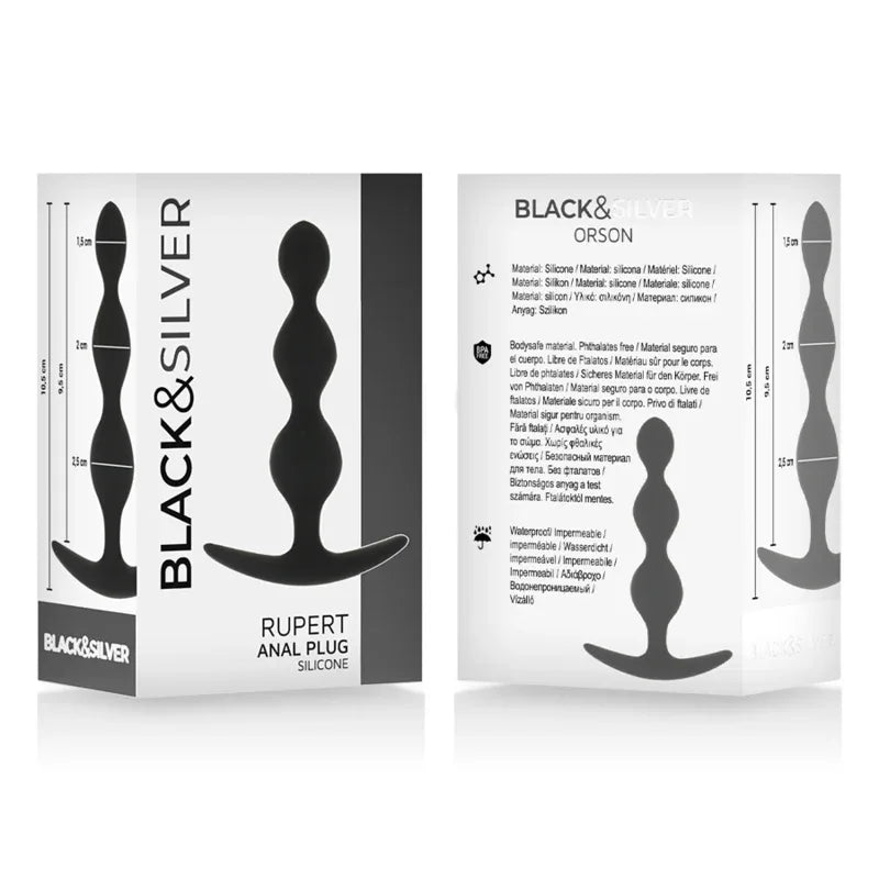BLACK&SILVER - CHAÎNE À BILLES ANAL RUPERT 10 CM - Incandessens