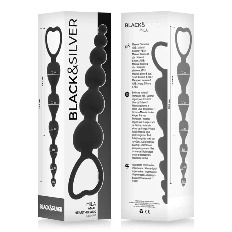 BLACK&SILVER - CHAÎNE DE COEURS ANAL MILA 18 CM - Incandessens