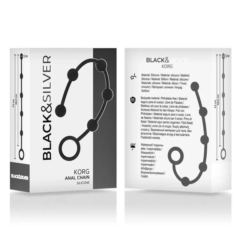 BLACK&SILVER - CHAPELET ANAL KORG SILICONE INITIATION 21 CM - Incandessens