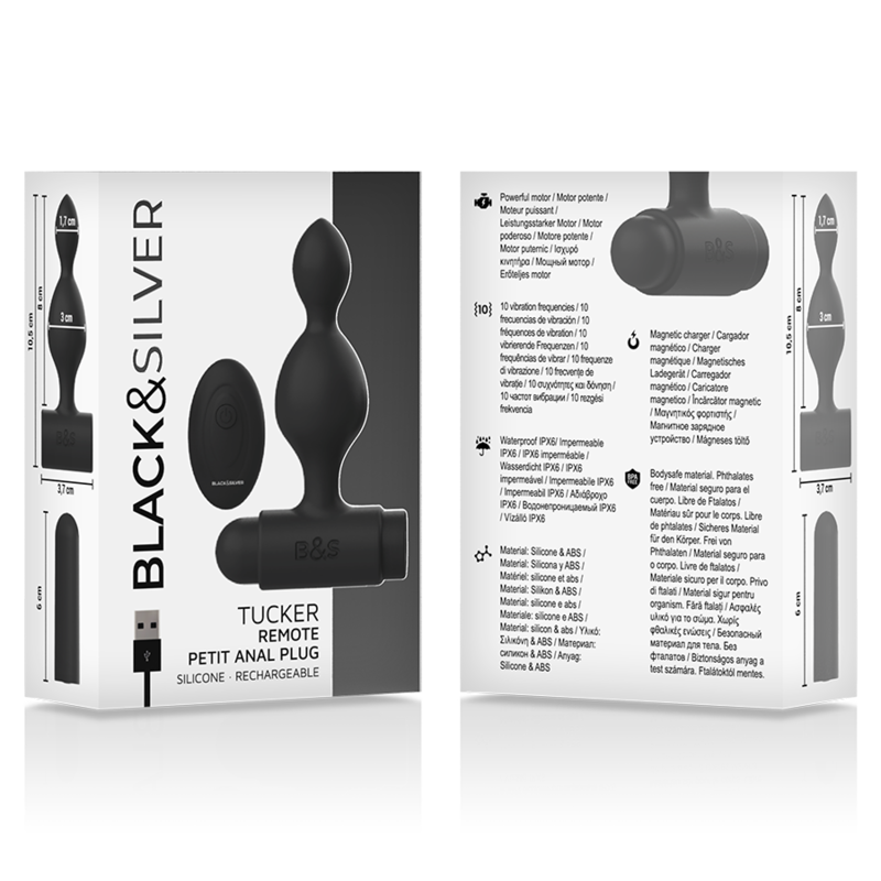 BLACK&SILVER TUCKER – PLUG ANAL VIBRANT TÉLÉCOMMANDÉ PUISSANT ET DISCRET