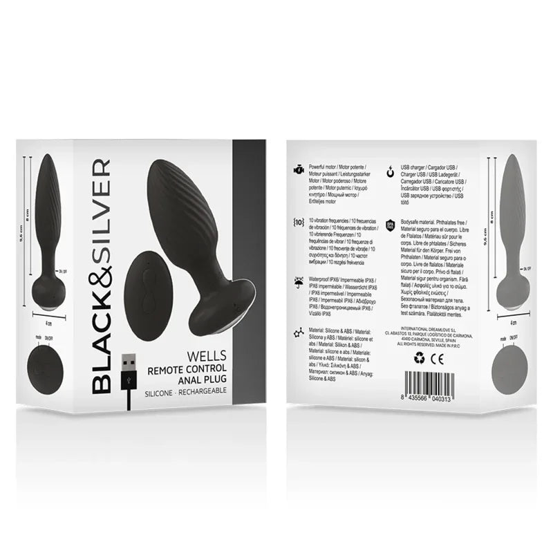BLACK&SILVER - PLUG ANAL DU ROTATIF EN SILICONE WELLS PLUG - Incandessens