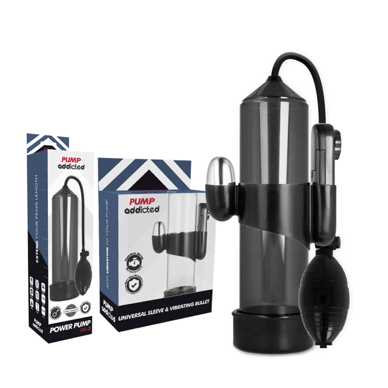 PUMP ADDICTED - POMPE A PENIS VIBRANTE RX3 NOIR 23 CM