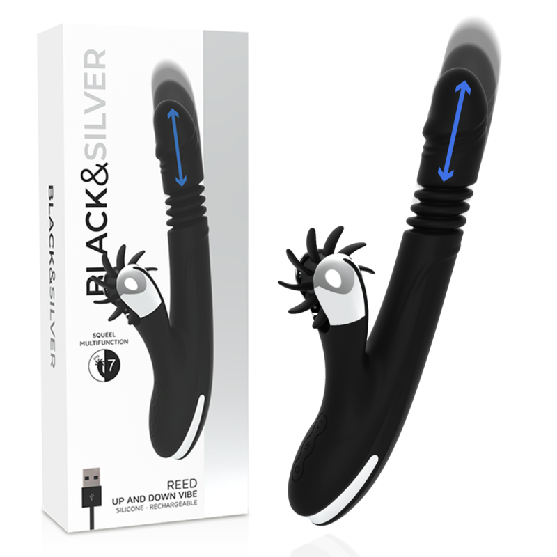 BLACK&SILVER - VIBROMASSEUR REED UP AND DOWN VIBE EN SILICONE