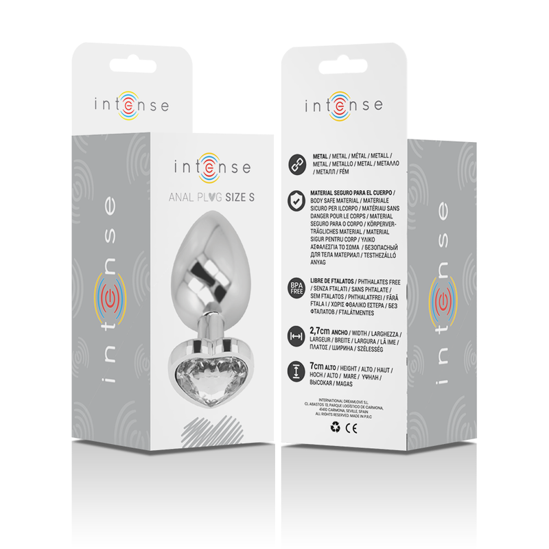INTENSE PLUG ANAL MÉTAL ALUMINIUM COEUR BLANC TAILLE S BIJOU LUXE WATERPROOF