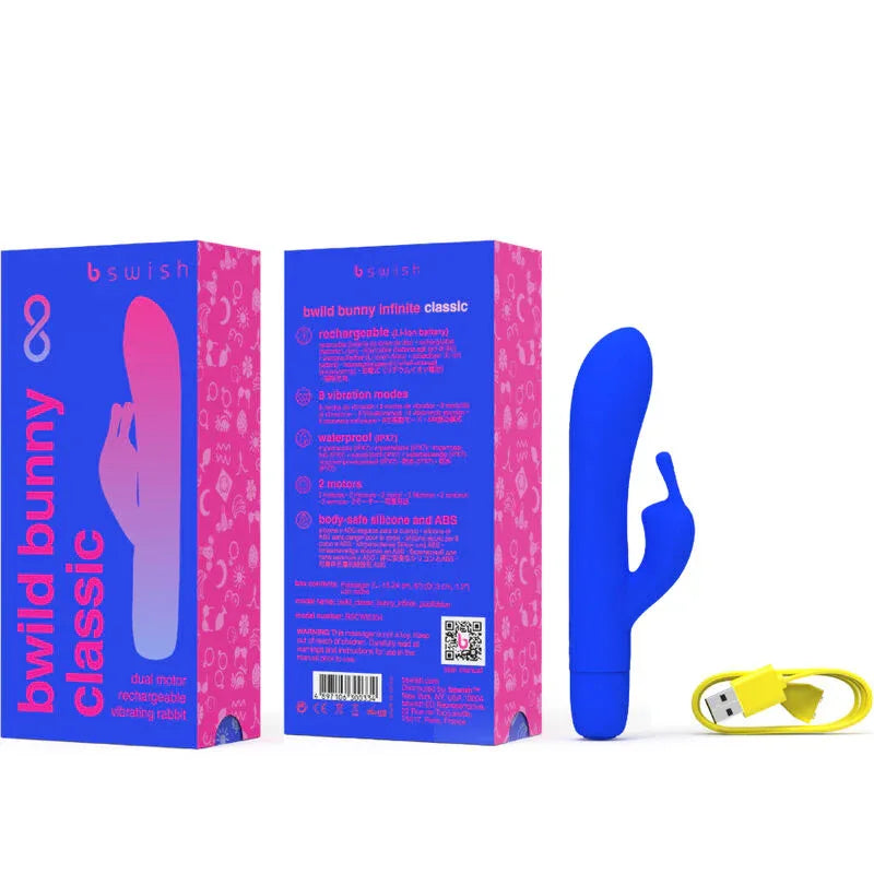B SWISH - VIBRATEUR RECHARGEABLE CLASSIQUE BWILD BUNNY INFINITE SILICONE BLEU - Incandessens