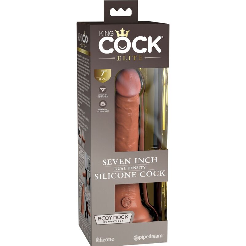 KING COCK Elite - Gode Silicone 18cm Caramel