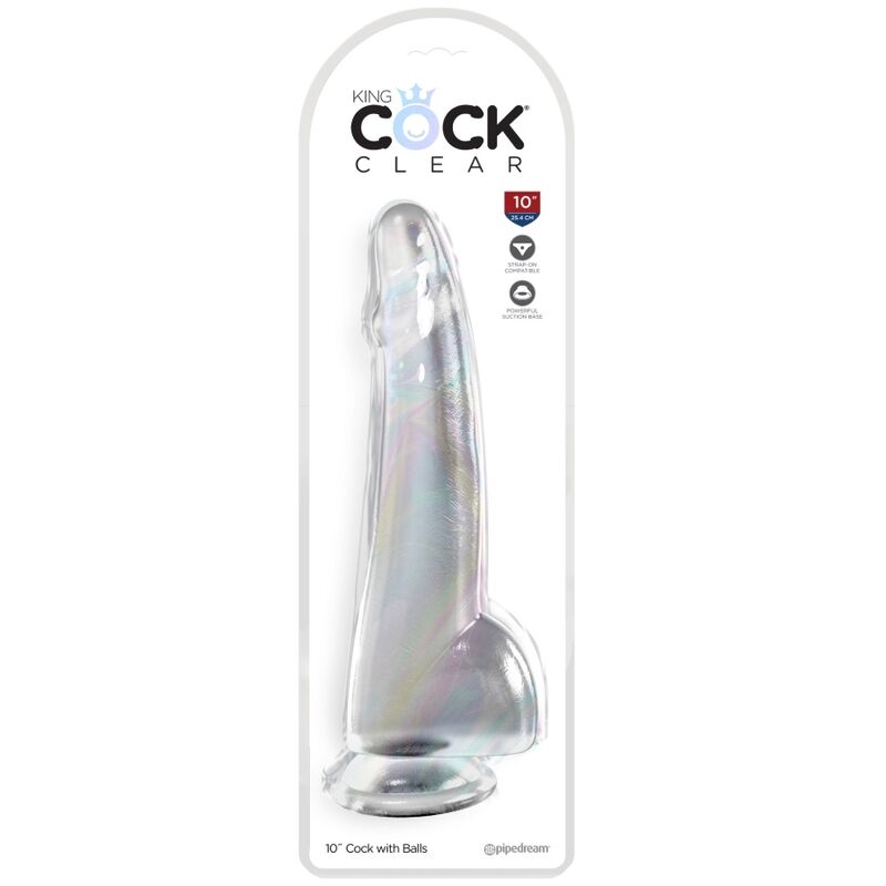 KING COCK - Gode Transparent Testicules 19cm