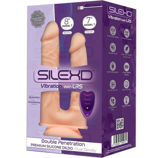 SILEXD - MODÈLE 1 GODE DOUBLE VIBRANT PREMIUM SILEXPAN SILICONE TÉLÉCOMMANDE 17.5 / 19.5 CM