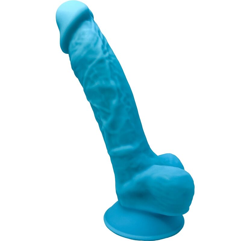 SILEXD - MODÈLE 1 GODE VENTOUSE RÉALISTE PREMIUM SILEXPAN SILICONE BLEU 17.5 CM