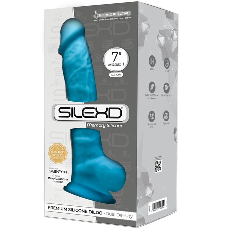 SILEXD - MODÈLE 1 GODE VENTOUSE RÉALISTE PREMIUM SILEXPAN SILICONE BLEU 17.5 CM