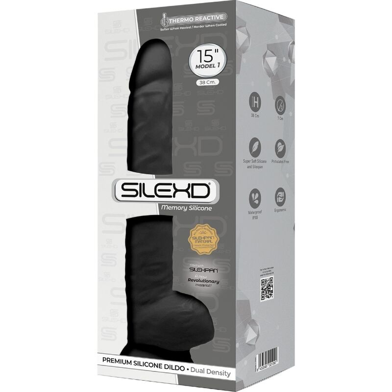 SILEXD - MODÈLE 1 GODE RÉALISTE PREMIUM SILEXPAN SILICONE NOIR 38 CM