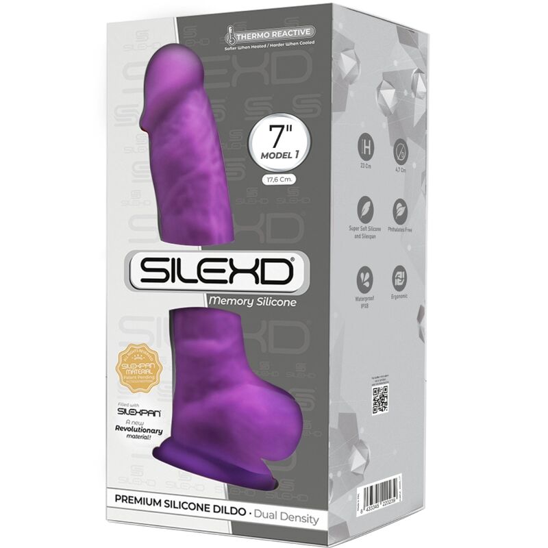 SILEXD - MODÈLE 1 GODE RÉALISTE PREMIUM SILEXPAN SILICONE VIOLET 17.5 CM