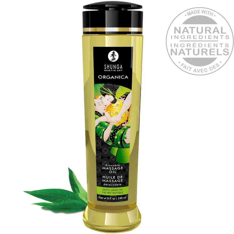 SHUNGA - HUILE DE MASSAGE BIO THÉ VERT 240 ML - Incandessens