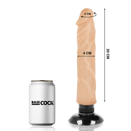 BASECOCK - GODE VIBRANT A VENTOUSE 2-1 NATUREL 20 CM -O- 4 CM