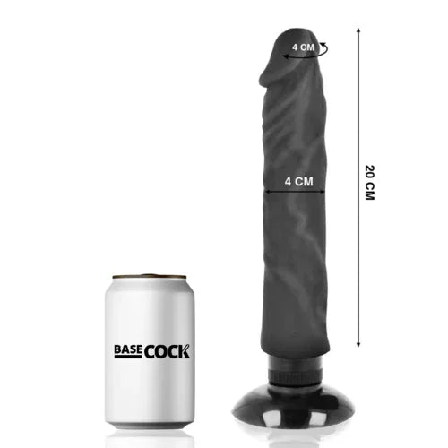 BASECOCK - GODE VIBRANT A VENTOUSE 2-1 NATUREL 20 CM -O- 4 CM - Incandessens