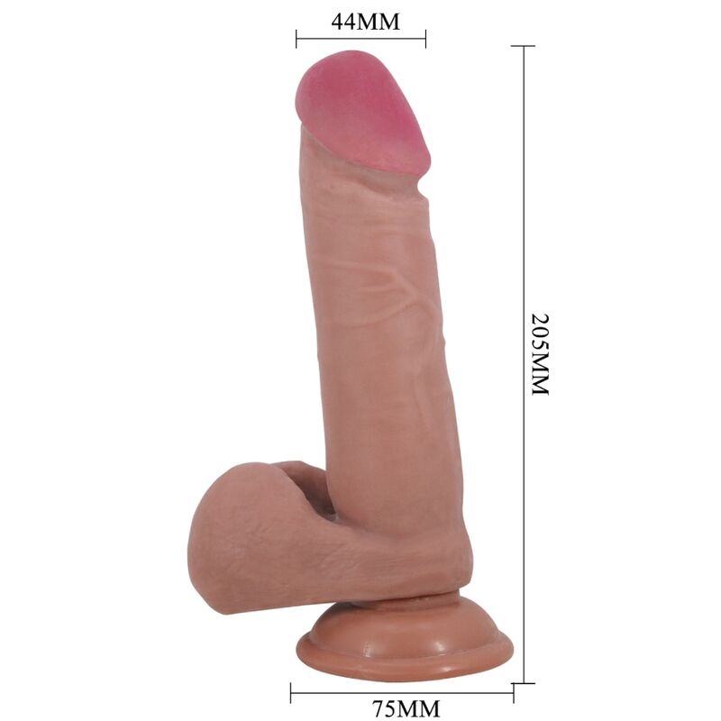 PRETTY LOVE - GODE RÉALISTE SLIDING SKIN MARRON 20,5 CM VENTOUSE PEAU COULISSANTE NOYAU VERTÉBRAL
