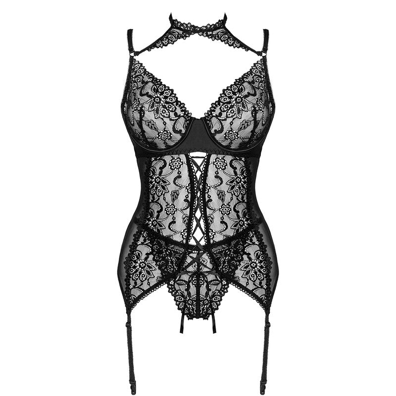 LIVCO CORSETTI FASHION - ENSEMBLE GIELLANDRA CORSET DENTELLE + STRING NOIR