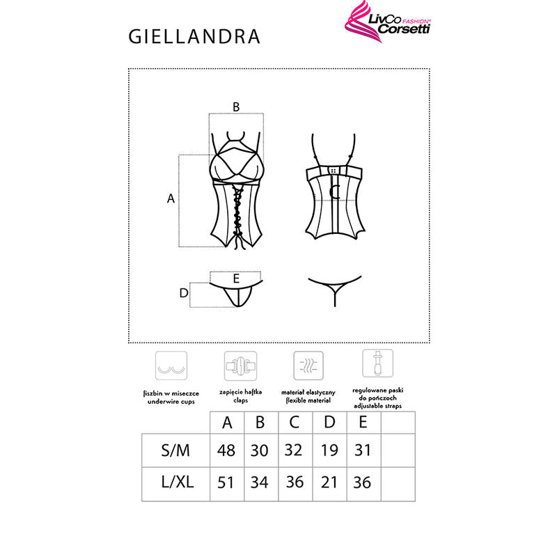 LIVCO CORSETTI FASHION - ENSEMBLE GIELLANDRA CORSET DENTELLE + STRING NOIR