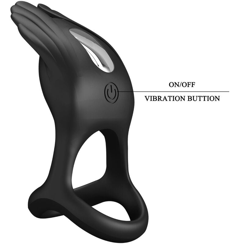 PRETTY LOVE - SILAS ANNEAU COCKRING VIBRANT 7 VIBRATIONS SILICONE NOIR