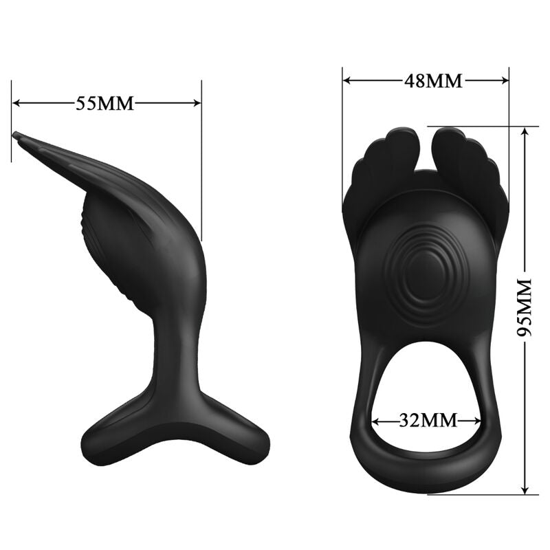 PRETTY LOVE - SILAS ANNEAU COCKRING VIBRANT 7 VIBRATIONS SILICONE NOIR