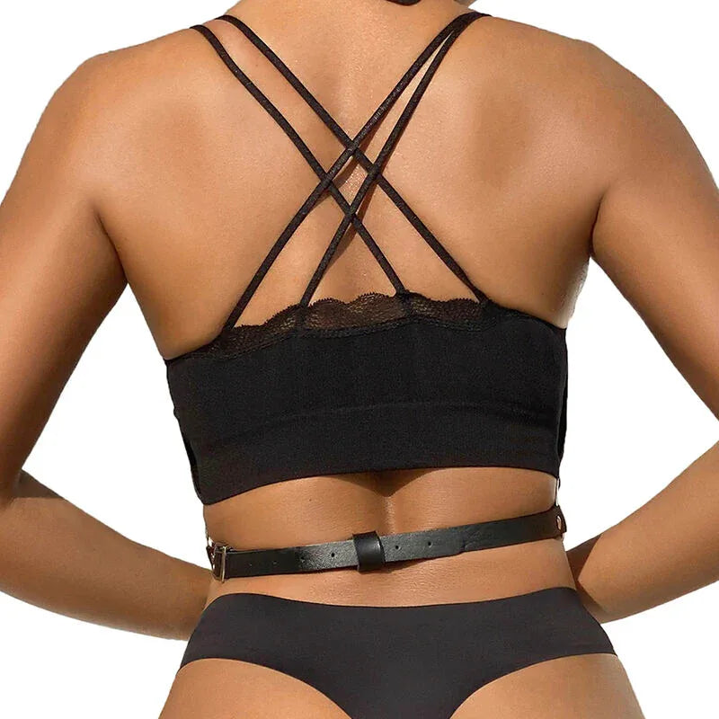 SUBBLIME - HARNAIS POITRINE CHAÎNE S EN CUIR NOIR TAILLE UNIQUE - Incandessens