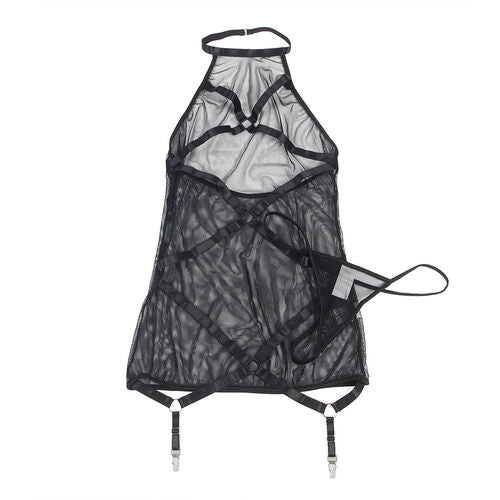 SUBBLIME - ROBE COURTE NOIRE TRANSPARENTE STYLE HARNAIS