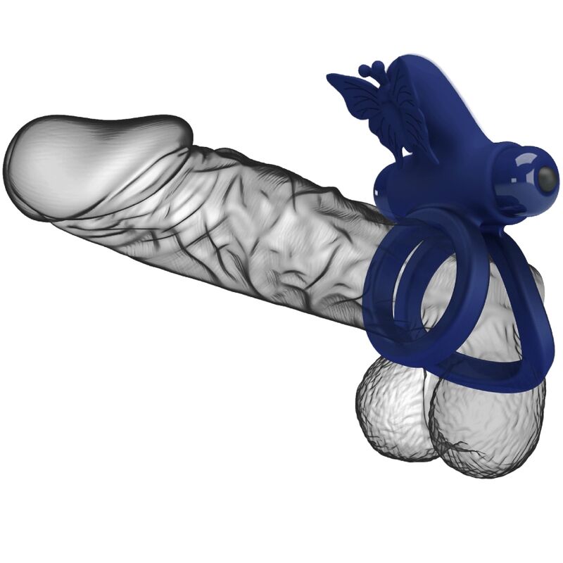 PRETTY LOVE - JAMELE DOUBLE ANNEAU AVEC VIBRATION & STIMULATEUR PAPILLON BLEU
