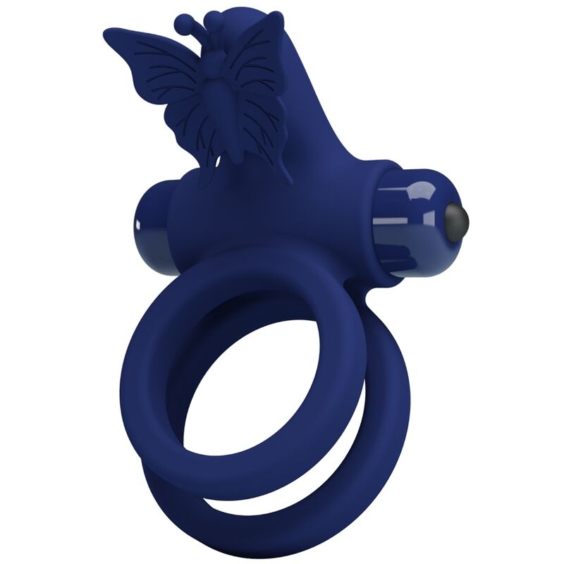 PRETTY LOVE - JAMELE DOUBLE ANNEAU AVEC VIBRATION & STIMULATEUR PAPILLON BLEU