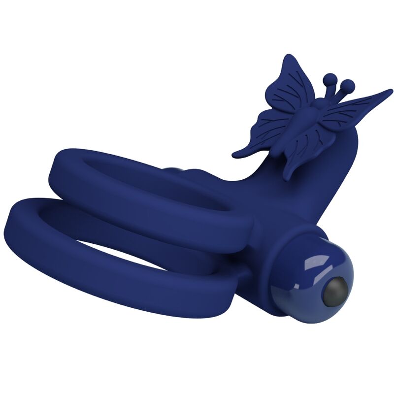 PRETTY LOVE - JAMELE DOUBLE ANNEAU AVEC VIBRATION & STIMULATEUR PAPILLON BLEU